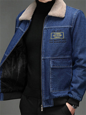 Casual Cool Lapel Winter Denim Large Size Middle Aged Coats