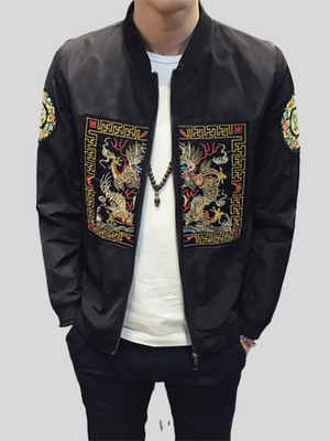 Chinese Dragon Printed Thin Style Men's Jackets