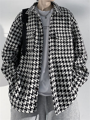 Young Trendy Men's Autumn Winter Houndstooth Jackets