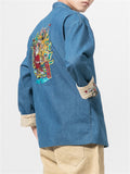 Super Cool Chinese Style Embroidery Denim Jacket