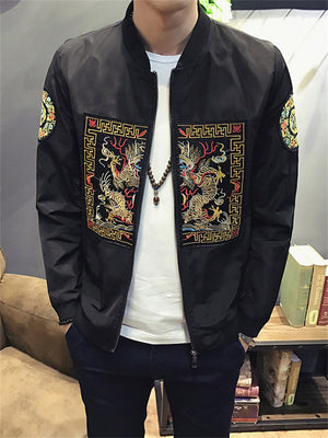 Chinese Dragon Printed Thin Style Men's Jackets