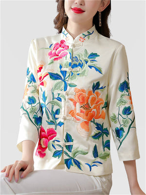 Beautiful Chinese Triditional Floral Embroidered Jackets for Women