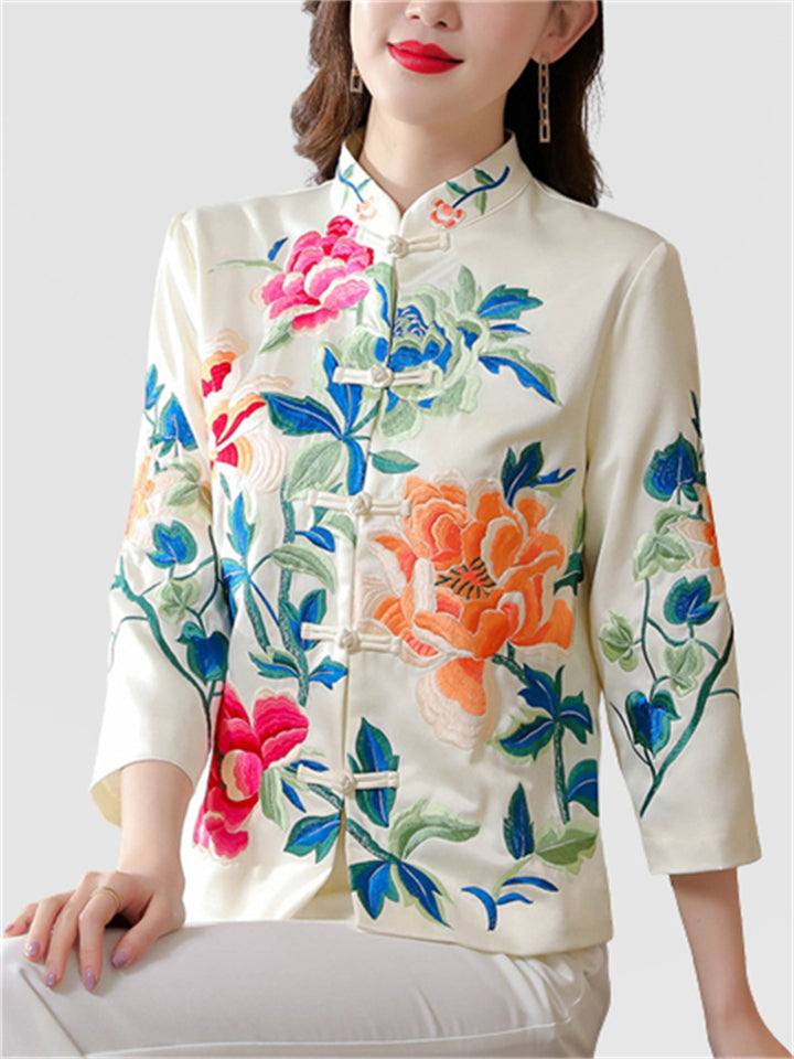 Beautiful Chinese Triditional Floral Embroidered Jackets for Women