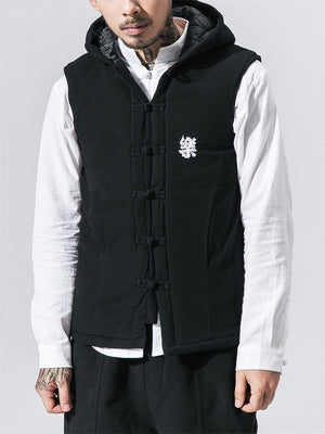 Embroidery Hooded Waistcoat Thick Jackets