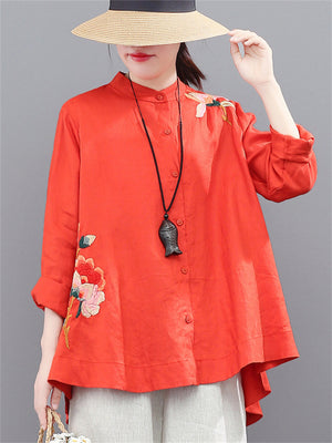 Loose Simple Embroidery Shirts