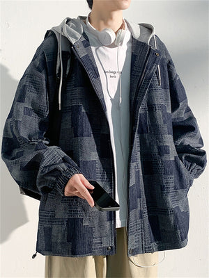 Autumn Hot Contrast Color Korean Style Hooded Men's Jackets