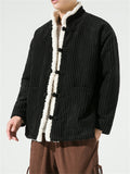 Men's Vintage Stand Collar Warm Padded Coat for Chinese New Year